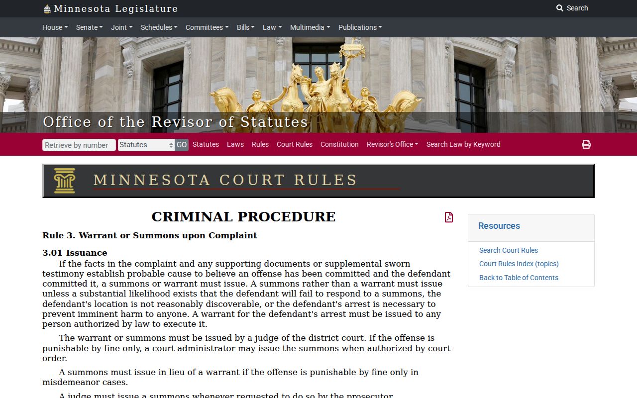 Aitkin County bench warrant requirements in the Minnesota Rule of Criminal Procedure 3