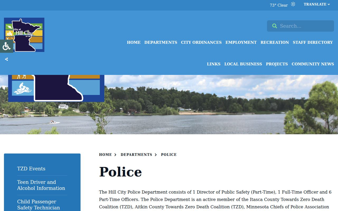 Hill City warrant records and police department information on the city police page